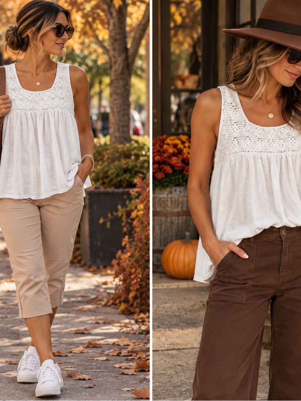 Forever 21 Cream Crochet Yoke Tank Top